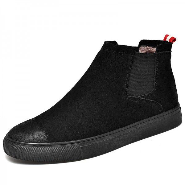 Autumn and Winter New Men's Fashion Brushed Color Anti Fleece Frosted Genuine Leather Mid Top Casual Leather Boots Comfortable Plus Fleece Footwear 