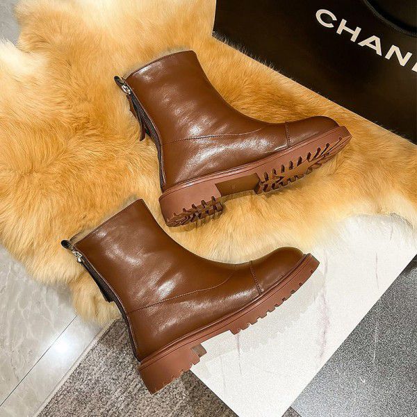 Velvet Martin Boots Women's Winter New Thickened Rabbit Hair Warm Short Boots Snow Boots Leather Fur One Piece Shoes 