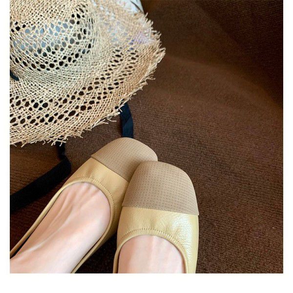 New Summer Square Head Soft Face Small Fragrance Style Colored Light Mouth Flat Sole Single Shoe 