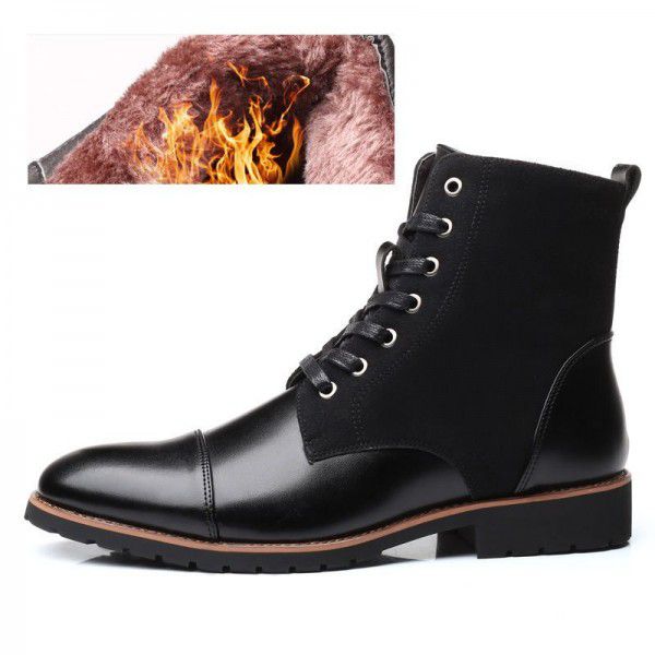 Men's casual high top Martin boots, men's outdoor work clothes, men's shoes, European and American fashion, large size plush cotton shoes 