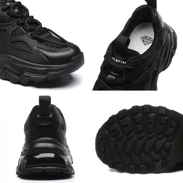 Women's shoes, dad's shoes, thick soles, new versatile spring and summer mesh, breathable, casual, elevated, and lightweight sports shoes for women 