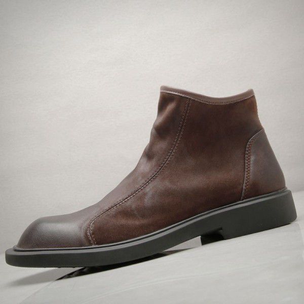 New Martin Boots Men's Winter British High Top Shoes Trendy Boots Korean Version Trendy Korean Version Casual Genuine Leather Men's Shoes Mid Sleeve Boots 
