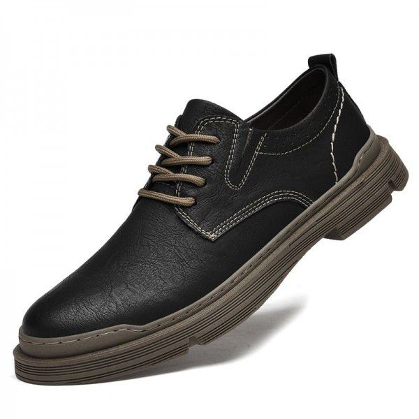 Men's shoes, spring and summer board shoes, low cut workwear shoes, Martin boots, outdoor British style retro large toe casual leather shoes 