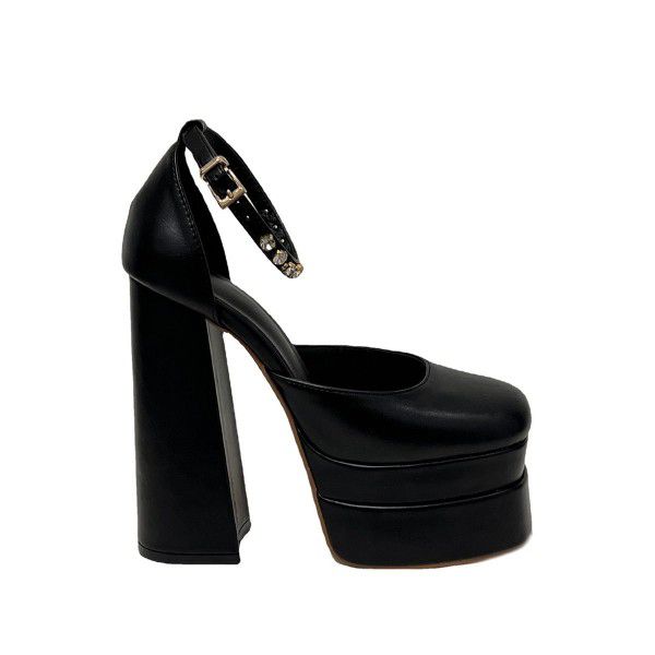 New thick high heels, candy colored single shoes, thick soled women's shoes 
