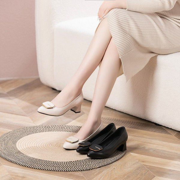 Cowhide Fashion Women's Heels Spring New Genuine L...