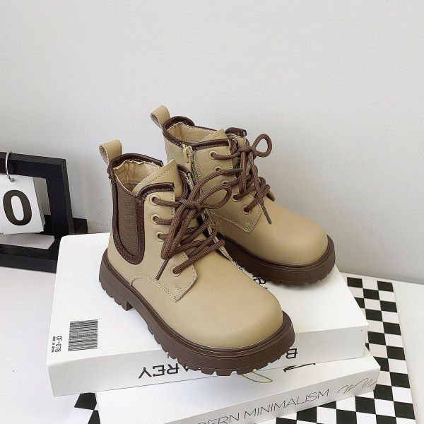 Children's Martin Boots Autumn New Girls' English Style Thick Sole Single Boot Boys' Boot 