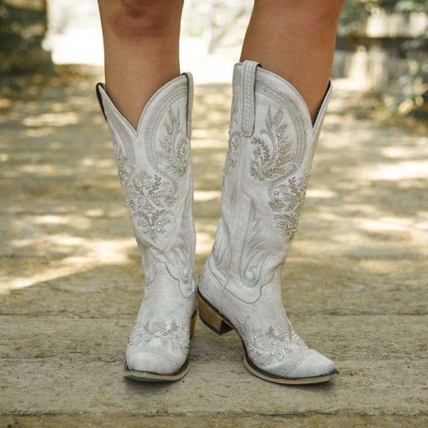 New Knight Boots Women's New Round Head Thick Heel Knight Boots Lace up Large Women's Shoes 