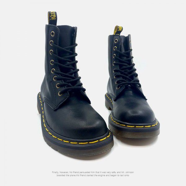 Soft cow copper buckle leather Goodyear Tire and Rubber Company sewing autumn and winter boots for male lovers 