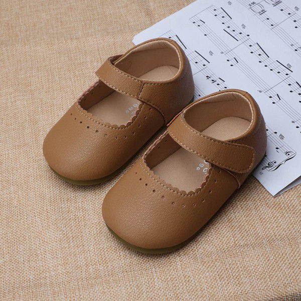 Girls' leather shoes retro style spring and autumn new children's princess shoes soft sole genuine leather baby girls' shoes single shoe 