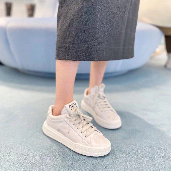 Spring New Flat Bottom Old Lace up Small White Shoes Thick Sole Increase Dirty Shoes Sports Shoes Female 