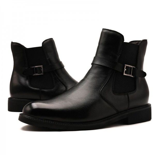 Martin boots, men's autumn and winter plush short boots, casual high top leather shoes, men's block leather, men's British warm boots 