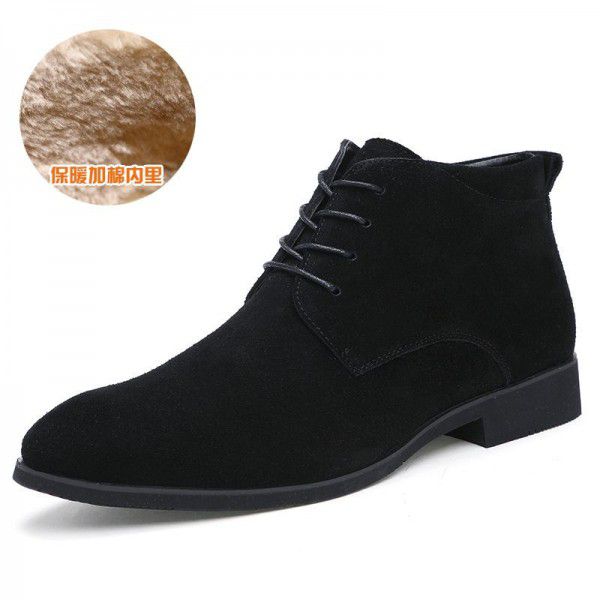 Trendy men's boots, British men's shoes, pointed leather boots, Korean casual boots, oversized men's Martin boots 