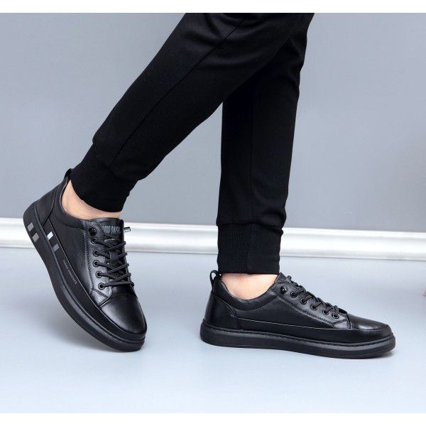 Spring new top layer cowhide casual shoes simple and versatile board shoes Fast fashion men's casual shoes leather men's shoes 