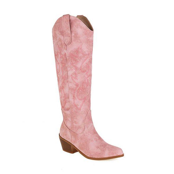 Women's high heeled pointed knights' boots are bel...