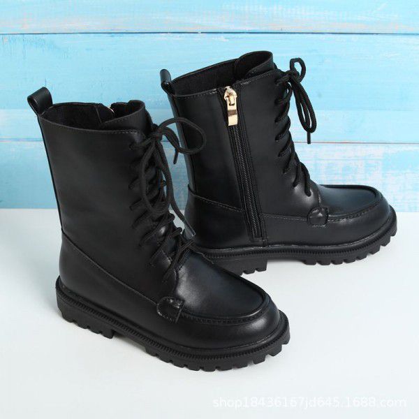 Girls' mid length boots, Huidong plush autumn and winter princess shoes, children's Martin boots, little girls' boots 