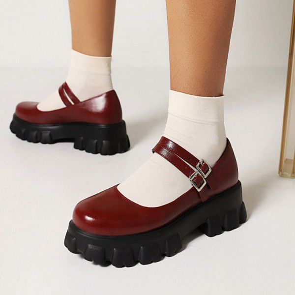 Spring thick sole single shoe women's muffin shoes 