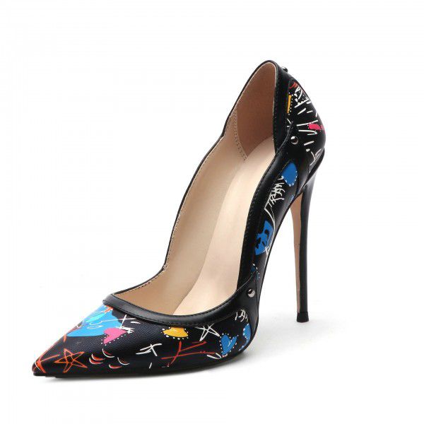 Steel pipe slim high heel splicing jump color fashionable single shoe 