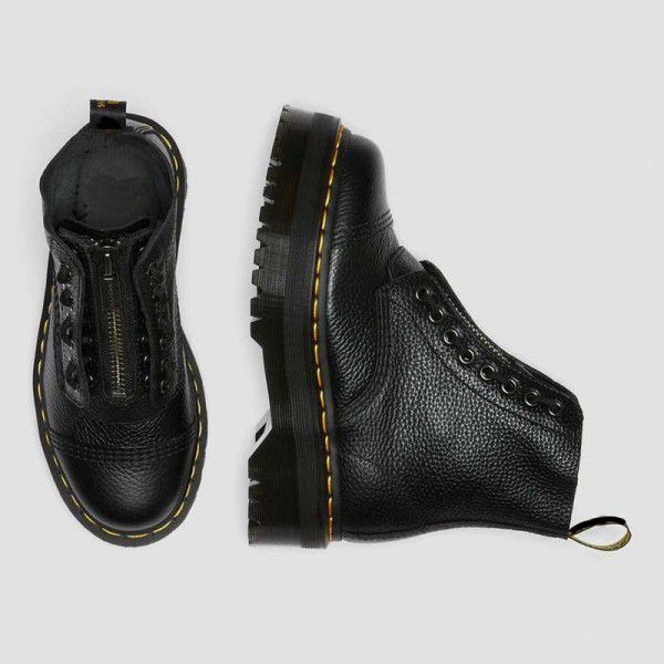 Martin Boots Women's Boot Front Zipper Thick Sole Leather Boot Top Layer Cowhide Litchi Pattern European Beauty Short Boot 