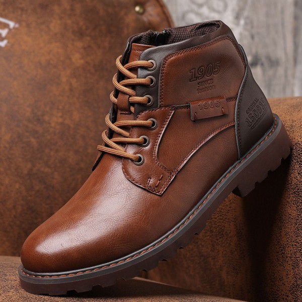 Men's British Vintage Martin Boots Fashion Side Zi...