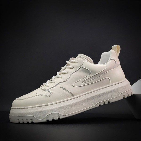 Men's genuine leather sports and leisure shoes, thick soles, dad shoes, board shoes, men's trendy shoes, Korean version, trendy and versatile niche men's shoes 