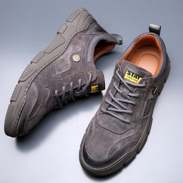 New Men's Shoes Spring and Autumn Genuine Leather Sports Casual Shoes Soft Top Soft Sole Leather Shoes British Martin Boots Fashion Shoes 