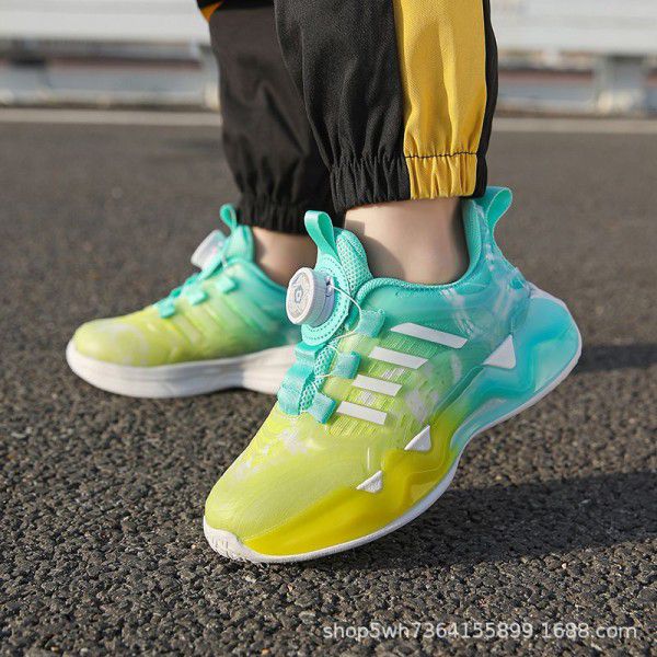 Boys' Shoes Spring and Autumn New Rotary Button Boys' Versatile Running Shoes Middle and Big Children's Sports Shoes 