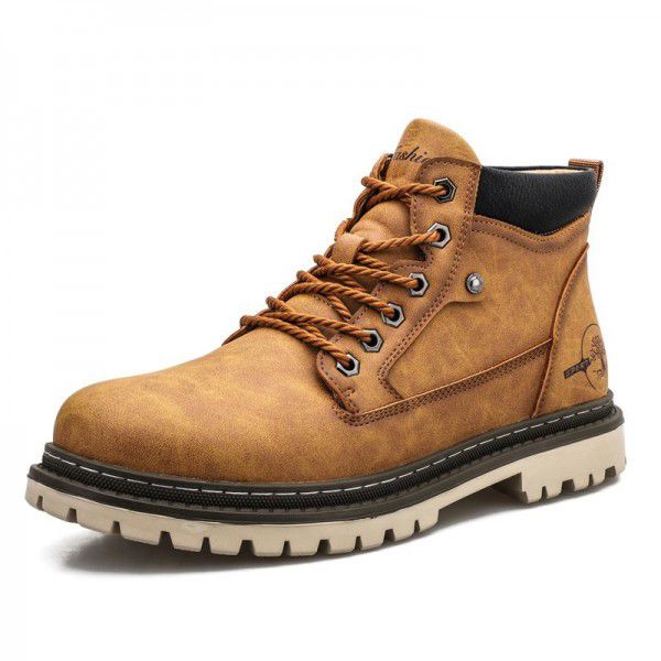 Men's shoe trend: workwear boots, autumn British style high top Martin boots, workwear shoes, boots, trendy men's workwear boots 