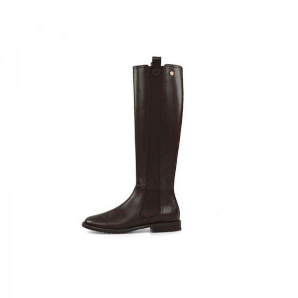 Xiaoxiangfeng black boots, flat bottomed high boots, no less than knee high boots, handsome large size women's boots, thick legs, long boots, knight boots 