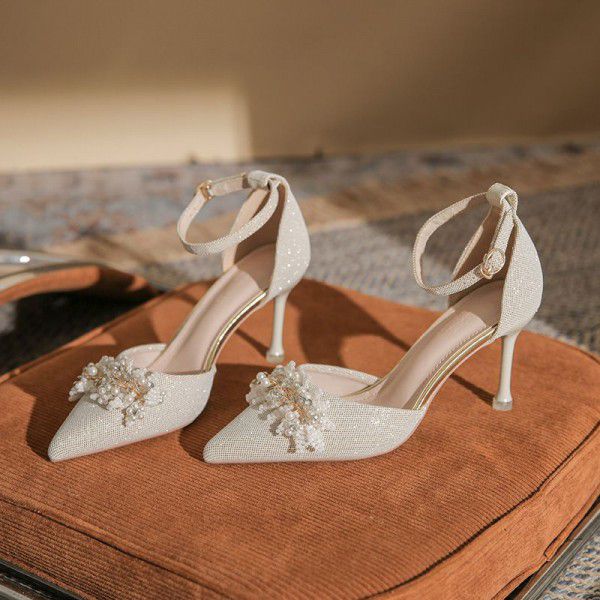 French Low Heel High Heel Women's Evening Style Gentle Single Shoe Bridesmaid 