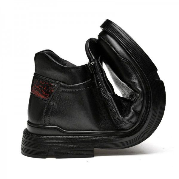 Winter new Martin boots Men's business leather boots Men's plush warm boots Zipper British Chelsea boot boots 