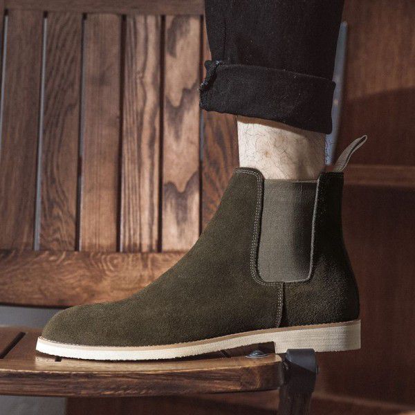 Pointed Chelsea boot Men's Martin Boots English Genuine Leather Boots Cross Border Extra Large 
