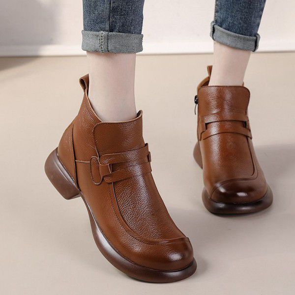 Top layer cowhide retro ethnic Martin boots for wo...
