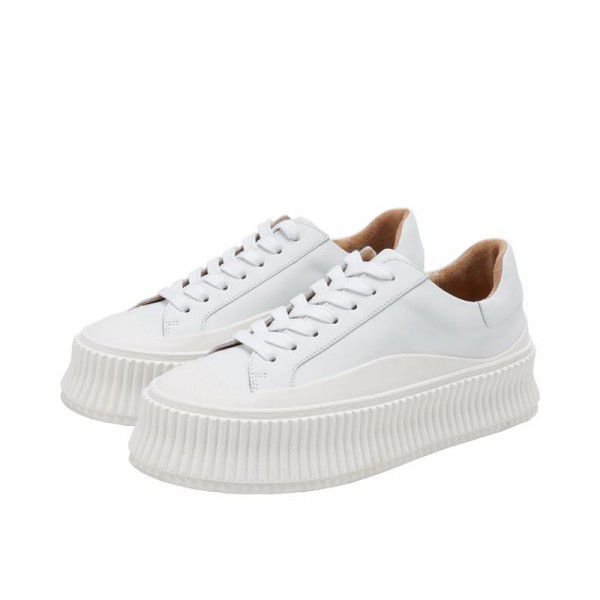 Women's shoes, small white shoes, genuine leather sponge cake biscuit shoes, casual board shoes 