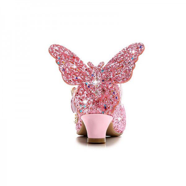 Girls' High Heel Princess Leather Shoes Spring and Autumn New Children's Single Shoes 