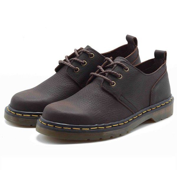 Martin boots men's top layer cowhide low top casual men's shoes leather shoes new wear-resistant work clothes shoes 