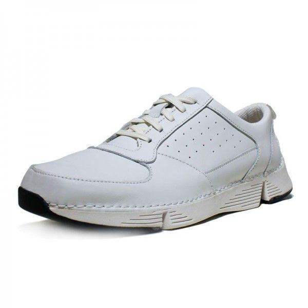 Breathable low top cowhide casual leather shoes, sports running shoes, lightweight small white shoes for men 