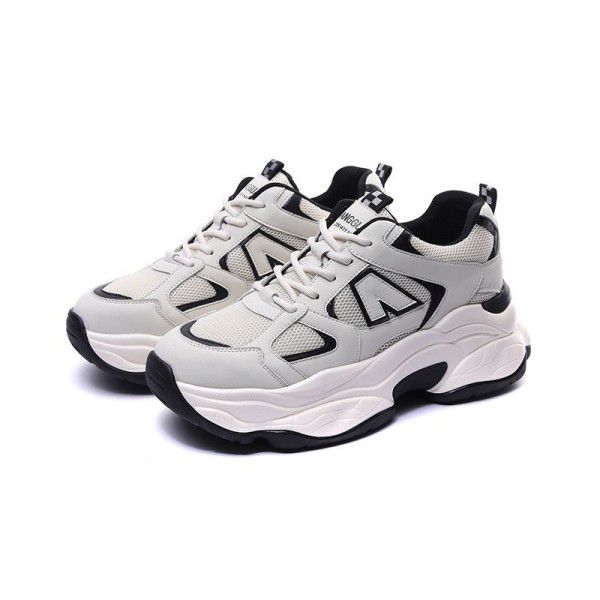 Seasonal New Versatile Couple Breathable Thick Sole Women's Shoes Sports Shoes Casual Elevated Shoes 