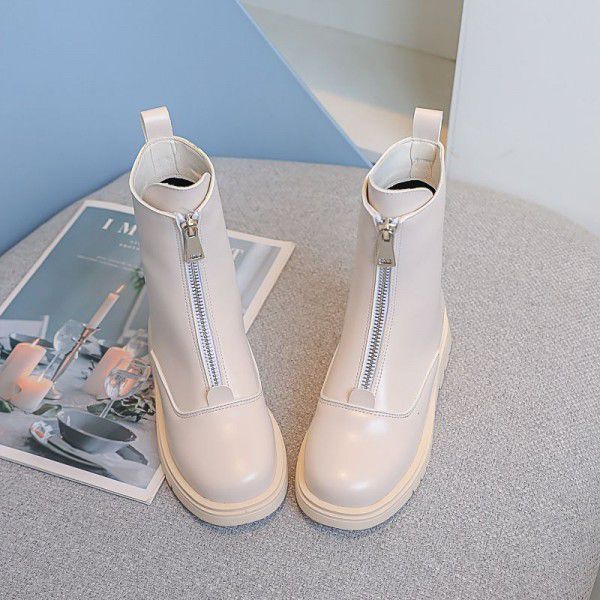 Girls' Boots Spring and Autumn New Mid Sleeve Martin Boots Children's Plush Short Boots Princess 