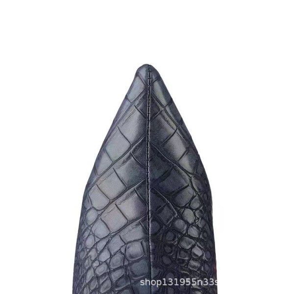 Autumn and Winter Stone Pattern Pointed Thin Heel Women's Over Knee Boots 