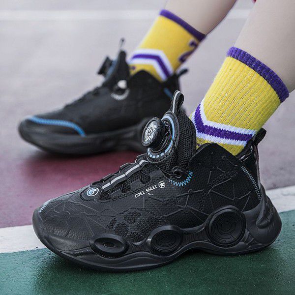Children's basketball shoes, teenagers' autumn and winter rotating buttons, boys' big children, primary and secondary school students' rotating buttons, sports shoes 
