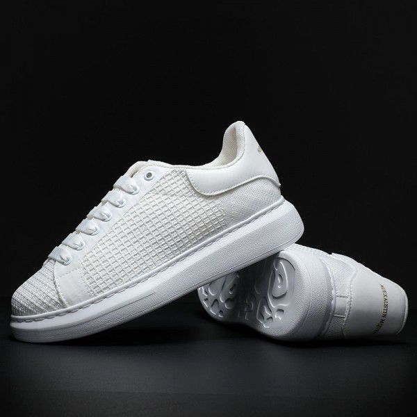 Breathable hollow out small white shoes for men's ...