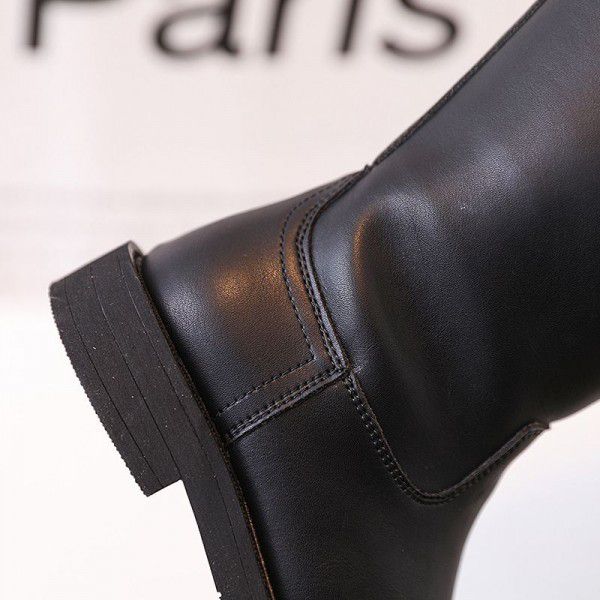 Girls' retro painted high boots, autumn and winter new children's boots, girls' fashion long boots, anti slip black leather boots 