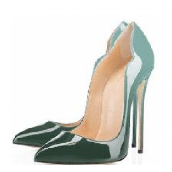 Black patent leather high heels, women's slim heels, pointed toe, shallow mouthed party shoes, solid color single shoes, oversized wedding shoes 