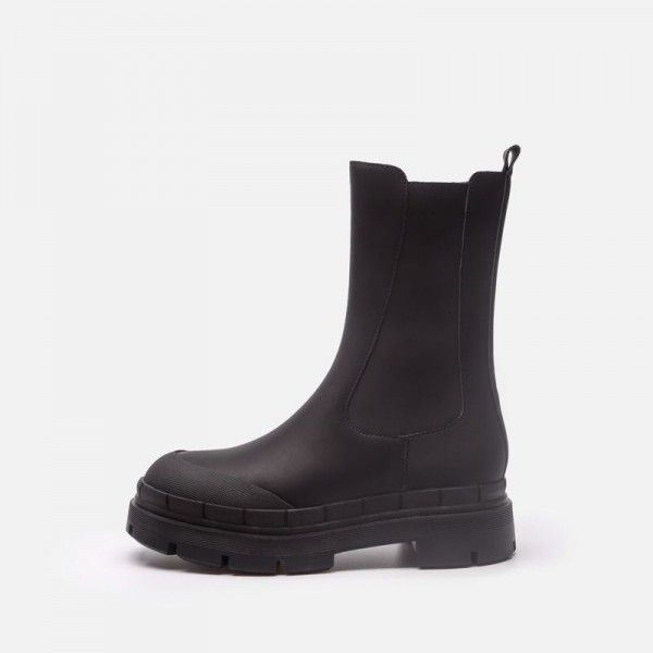 Black smoke pipe boots Martin boots thick soled plush Chelsea short boots 