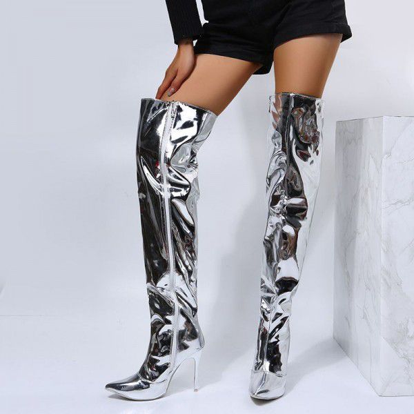 Women's new autumn knee length boots with European and American style casual stiletto heels 