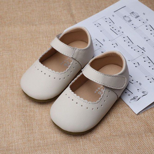 Girls' leather shoes retro style spring and autumn new children's princess shoes soft sole genuine leather baby girls' shoes single shoe 