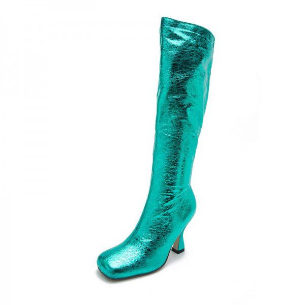Autumn and winter thin knee length boots, high heels, women's boots, square toe, high boots, children 
