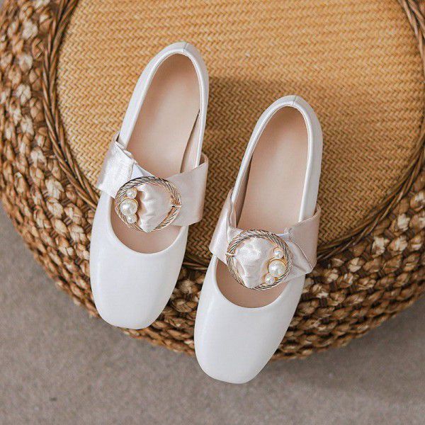 French Vintage High Heels Women's Spring New Mary Jane Shoes Middle Heels Women's Thick Heels Qipao Shoes 