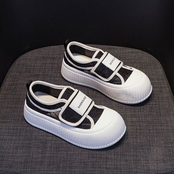 New Fisherman's Shoes Lace Mesh Thick Sole Biscuit Board Shoes Versatile for the Small and Casual Big Head Bread Shoes 