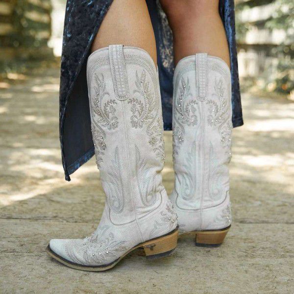 New Knight Boots Women's New Round Head Thick Heel Knight Boots Lace up Large Women's Shoes 